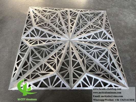 Modelo decorativo de corte a laser 3D de projeto de sistema de fachada de metal folha de alumínio com padrões ocos