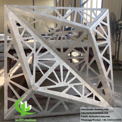 Modelo decorativo de corte a laser 3D de projeto de sistema de fachada de metal folha de alumínio com padrões ocos