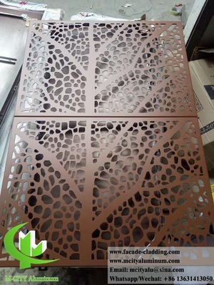 Façade de metal de design de folha de árvore revestimento de folha de alumínio com padrões de espessura de 3 mm revestido em pó
