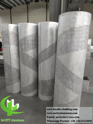 Painel de revestimento de alumínio perfurado para decoração de colunas, interior e exterior, revestido em pó de 5 mm, branco