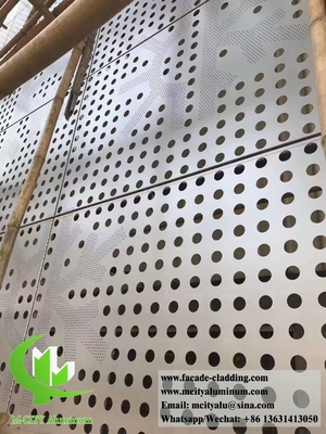 Perforação de alumínio revestimento de fachada de metal buracos redondos cor de fragmento 3 mm PVDF revestido em pó
