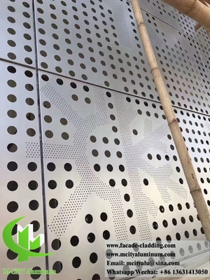 Perforação de alumínio revestimento de fachada de metal buracos redondos cor de fragmento 3 mm PVDF revestido em pó