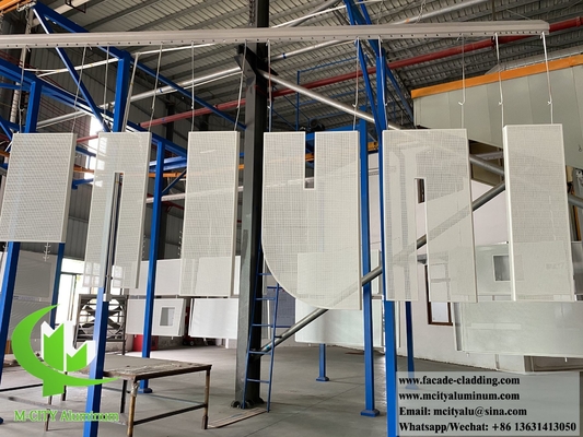 CNC revestimento de alumínio tela de metal buracos redondos cor branca 3mm PVDF revestido em pó personalizado