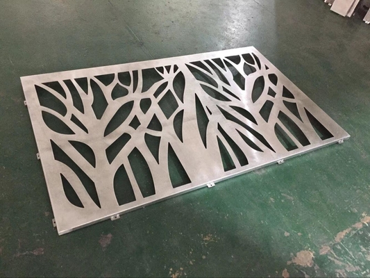 Ecrã de metal de corte a laser arquitetônico revestimento sólido de alumínio com padrão de árvore