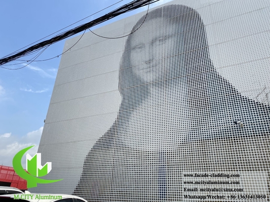 Painel de revestimento de fachada de alumínio perfurado PVDF revestimento branco durável 15 anos Garantia 3 mm espessura