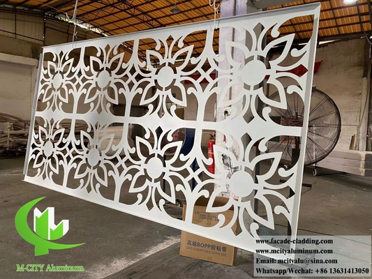Ecrã decorativo de alumínio com padrões revestimento de fachada metálica em pó revestido de branco