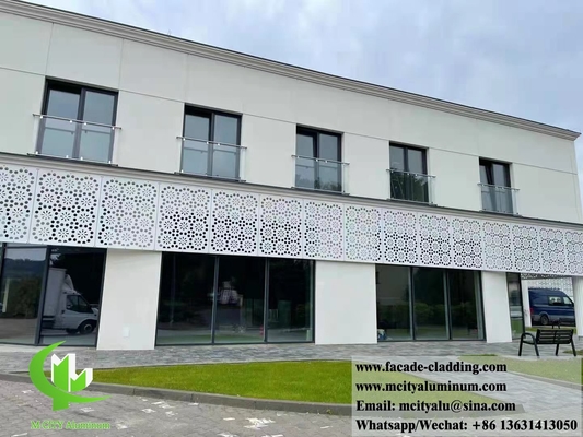 Sistema de fachada de revestimento de alumínio de painéis metálicos cortados a laser sombra solar exterior