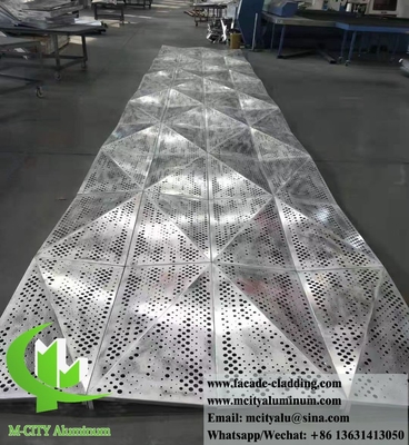 Ecrã de metal de forma 3D com revestimento de alumínio sólido com padrão perfurado para revestimento de parede exterior