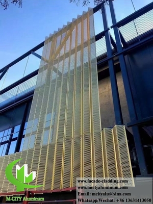 Ecrã de metal de forma 3D com revestimento de alumínio sólido com padrão perfurado para revestimento de parede exterior