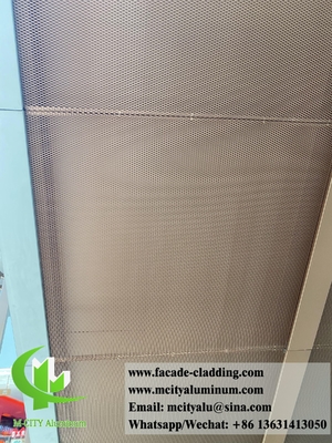 Revestimento de alumínio de malha metálica expandida PVDF Decoração de teto de cor dourada