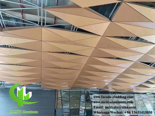 Telhado de metal azulejos de alumínio decoração exterior e interior 3D forma PVDF ouro