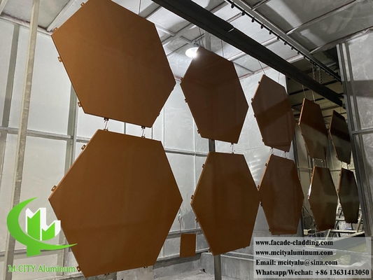 Painel de parede de metal Folha de alumínio hexagonal para revestimento de fachada Espessura de 2 mm