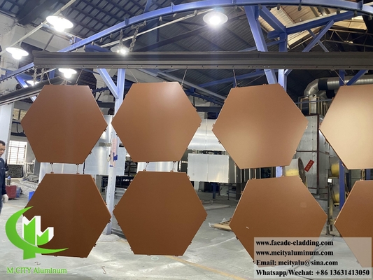 Painel de parede de metal Folha de alumínio hexagonal para revestimento de fachada Espessura de 2 mm