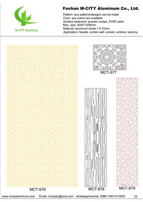 Bom preço Painel perforado de alumínio revestido em pó com cores RAL personalizadas e tamanho 1000x2000mm para revestimento de fachada on-line