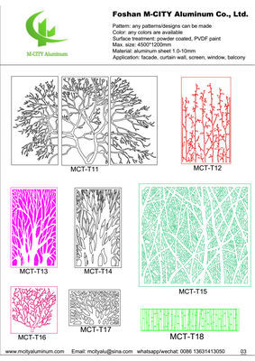 Bom preço Painel de corte a laser CNC de alumínio revestido em pó de cores RAL personalizadas 1000x2000mm para revestimento de fachada on-line