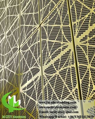 Bom preço Façade de alumínio perfurado de cor dourada com buracos redondos e superfície revestida de pó para paredes de construção on-line